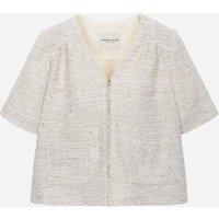 Tweed Short-Sleeve Zip-Up Blazer TMJKW