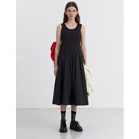 JERSEY MIXED LONG DRESS [BLACK] UDDRBBK