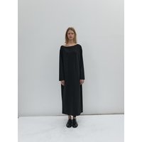 ASYMMETRIC DRAPED MAXI DRESS [BLACK]