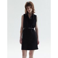SLEEVELESS DENIM SHIRT DRESS [BLACK] W