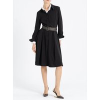 Pleats Flowing Shirt Dress [Black]
