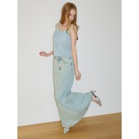 A-LINE MAXI DENIM SKIRT [LIGHT BLUE]