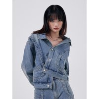 Washing Curve Pocket Denim Jacket [Light Indigo]