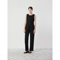 Linen Blend Round Neck Vest Blouse [BK] CMSB