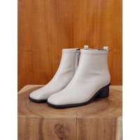 Square Ankle Boots Beige