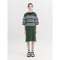 Stripe Dress with Asymmetric Collar