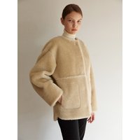 Tow Wool Shearing No Collar Half Coat Colors