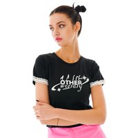 Logo Lace Crop Top Black