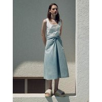 Twist Detailed Flare Denim Skirt KJMS_AM