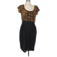 Express Cocktail Dress: Brown Animal Print Pattern Dresses - Used - Size