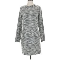 Lou & Grey Casual Dress - Sweater Dress: Gray ChevronHerringbone Pattern Dresses - Used