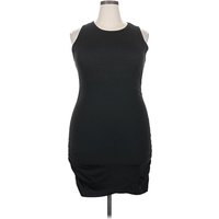 Cocktail Dress - Bodycon: Black Solid Pattern Dresses - Used - Size X