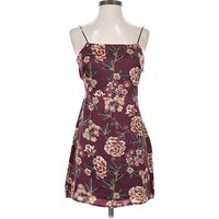 Cotton Candy LA Casual Dress: Burgundy Floral Pattern Dresses