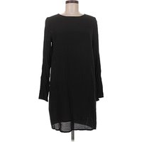 Everly Casual Dress - Shift: Black Solid Pattern Dresses - New