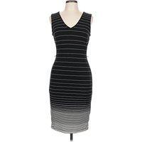 White House Black Market Casual Dress - Bodycon: Black Stripes Pattern Dresses - Used - Size