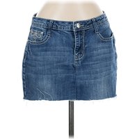 Earl Jean Denim Skirt: Blue Bottoms - Size Tall