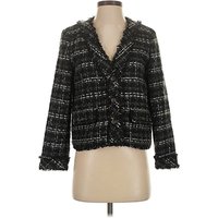 Ann Taylor Blazer Jacket: Black Tweed Pattern Jackets & Outerwear - Size