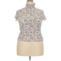 Lands' End Sleeveless Blouse: Purple Floral Pattern Tops - Size
