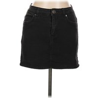 GoGo Star Denim Skirt: Black Solid Pattern Bottoms - Size