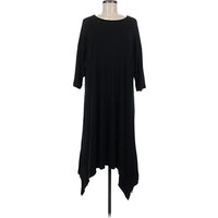 Mimu Maxi Casual Dress: Black Solid Pattern Dresses