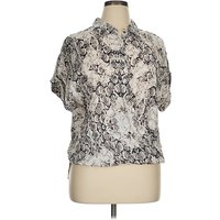 Como Vintage Short Sleeve Blouse: Silver Animal Print Pattern Tops - Size X
