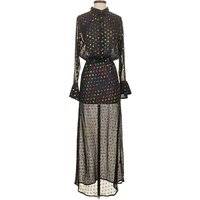 Never Fully Dressed Casual Dress: Black Polka Dots Pattern Dresses - Used - Size