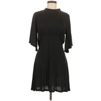 Glam Casual Dress - DropWaist: Black Solid Pattern Dresses - Used