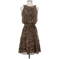 White House Black Market Casual Dress: Brown Animal Print Pattern Dresses - Used - Size