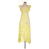 Free People Cocktail Dress: Yellow Stars Pattern Dresses - Size