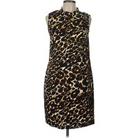 Calvin Klein Cocktail Dress: Black Animal Print Pattern Dresses - Used - Size