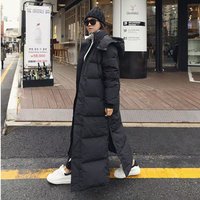 ​​Women’s Korean-Style Oversized Winter Coat Mid-Length Bio-Down Puffer Jacket In Black S-, Loose Fit, Knee-Length Warmth​​