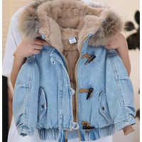 Kids' Winter Denim Jacket - Thickened Fleece-Lined Hooded Coat