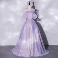 Women's Clothing Violet Evening Dress Female New One Shoulder Mesh Slim Annual Meeting Banquet Host Toast Dress Bride