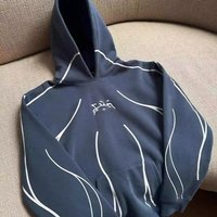 ​​YK Retro Striped Hoodie Unisex Oversized Pullover With D Print S-, BlackBlue s Streetwear Essential​​