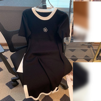 Women's Summer New Style Jacquard High-end Black Side Slit Dress Wholesale