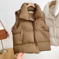 Women's Clothing Quilted Vest Jacket Lightweight Puffer Sleeveless Coat With Stand Collar WhiteKhakiBlack​​