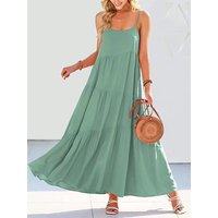 Women's Clothing Loose Casual Pleated Irregular Dress Beach Suspender Long Skirt