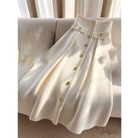 Women's Clothing White Knitted Skirt Winter Versatile Age Reducing A Line Skirt Light Luxury High End Skirt