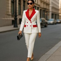 Contemporary Two-Tone Women's Suit Set - Blazer & Trousers For Office & Evening S-Xxl Global Fit Standards​​