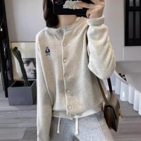 Women's Clothing bear wool sweater women's cashmere cardigan autumn and winter round neck long sleeve sweater coat knitted sweater