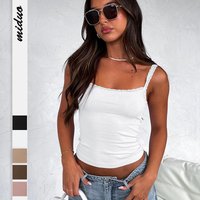 Ladies Camisole Vests New Women's Tops Summer Sexy Undershirt Solid Color Slim Short Crop Top Solid Color Bottoming Shirt