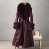 Women's Clothing Rabbit Fur Coat New Mid Length Fur Women's Over The Knee Fox Fur Collar Coat Slim Fit