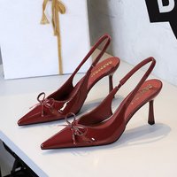 Elegant Women's Pointed Toe Hollow Bow Stiletto Heels - Patent Leather Dress Pumps For Parties & Evening Occasions Sizes -, Colors Available
