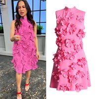 Women's Clothing temperament celebrity style short skirt autumn new heavy duty three dimensional flower splicing lace up dress for women