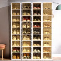 Free Installation Clip Shoe Storage Box Transparent Short Boots Foldable Shoe Cabinet Living Room Plastic Shoe Storage