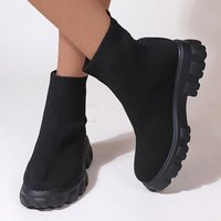 SHLIANG Brand Women Ankle Boots Lightweight Casual Shoes for Women Wedge Fashion Sock Boots Knitting Winter Medium Tube Platform Boot SB