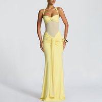 Women's Clothing ​​Elegant Shirred Backless Maxi Dress High-Waist Wrap Neck Dress With Bodycon Fit For Summer​​