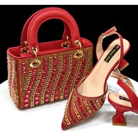 Women's High-Heel Sandals And Handbag Set Export Foreign Trade Shoe And Bag Set Combination Pointed Toe Women's Shoes Matching Square Handbag Wave Sh