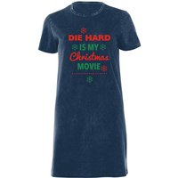 Die Hard Christmas Movie Women's Shirt Dress - Navy Acid Wash - X - Navy Acid Wash