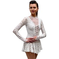 Figure Skating Dress Style A White Italian Fabric, Handmade